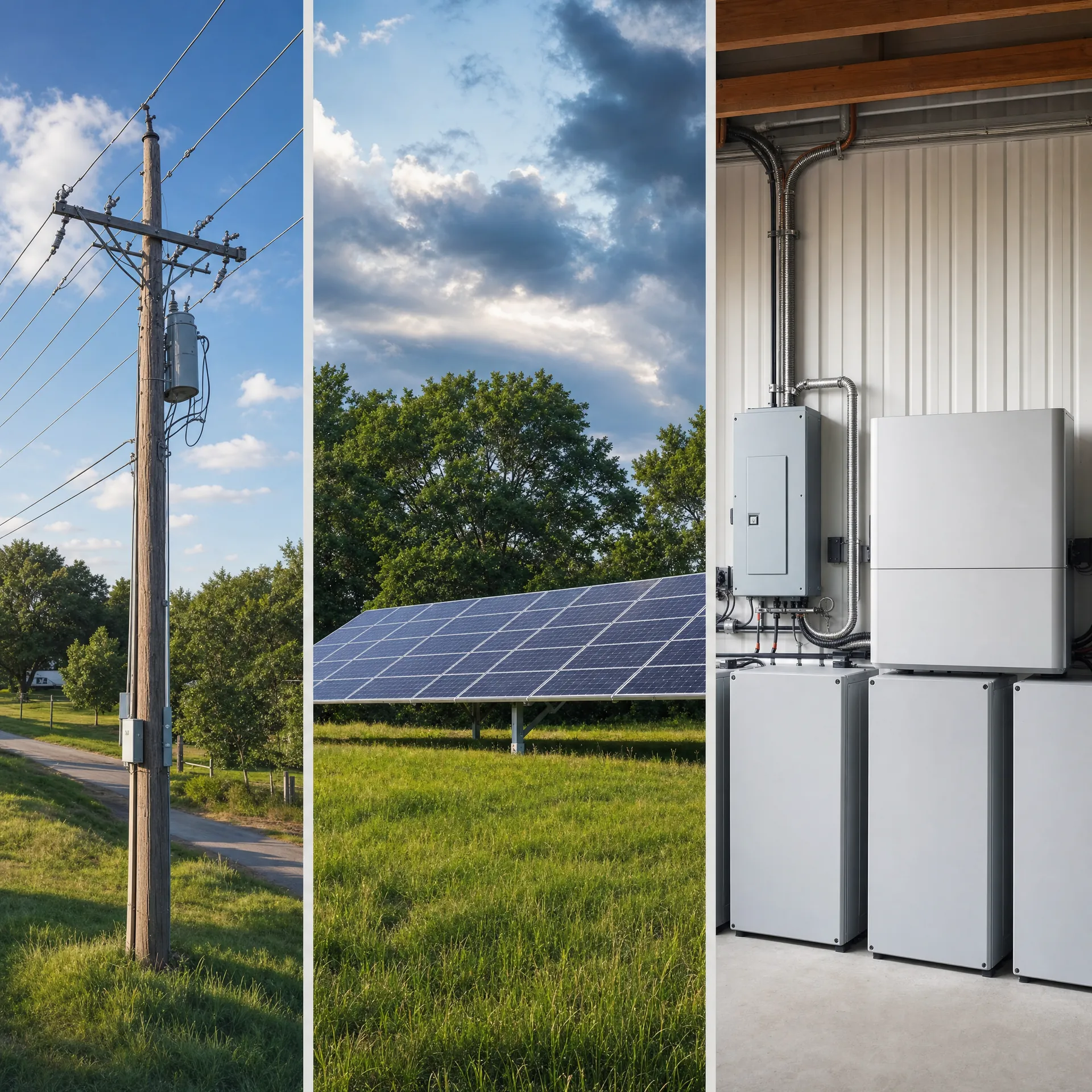 Off-grid solar and battery system on rural Texas property